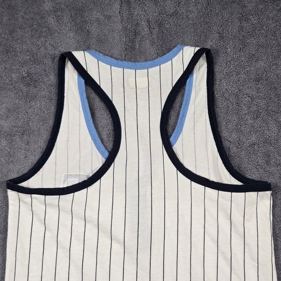 New Era Tampa Bay Rays Tank Top Womens S Cream Pinstripe Excellent Henley MLB - Picture 11 of 11